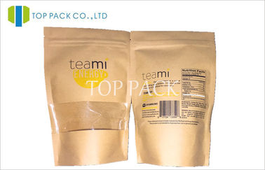 Sacs rescellables d'emballage de thé de fenêtre de Papier d'emballage avec la copie colorée de compensation
