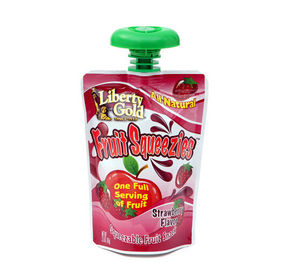 Le bec liquide stratifié du dessus 250ml met en sac, tenant la poche de jus de fraise
