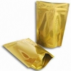 L'or tiennent le plein emballage brillant de poche d'aluminium d'impression avec la tirette
