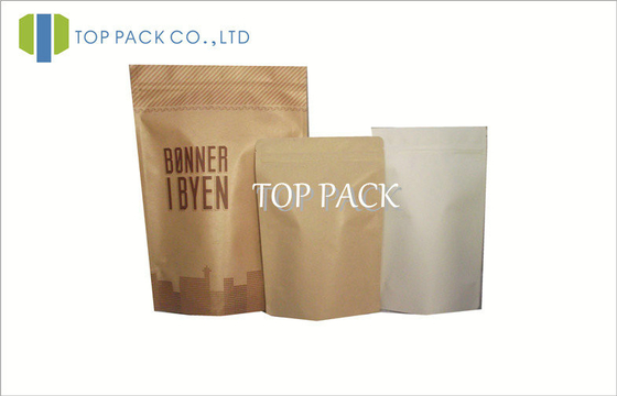 Sacs de café imprimés de papier brun pour des biscuits empaquetant 250g 500g 1000g