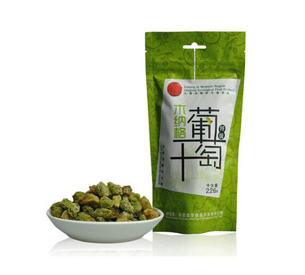 Le raisin sec inférieur vert de gousset tiennent la poche avec le poids net 226 G de poignée