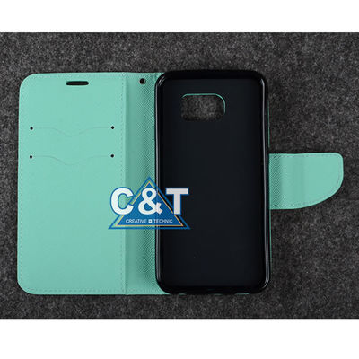 Caisse de la galaxie S6 de Samsung de secousse de portefeuille de cuir d'unité centrale avec le support de logements pour carte